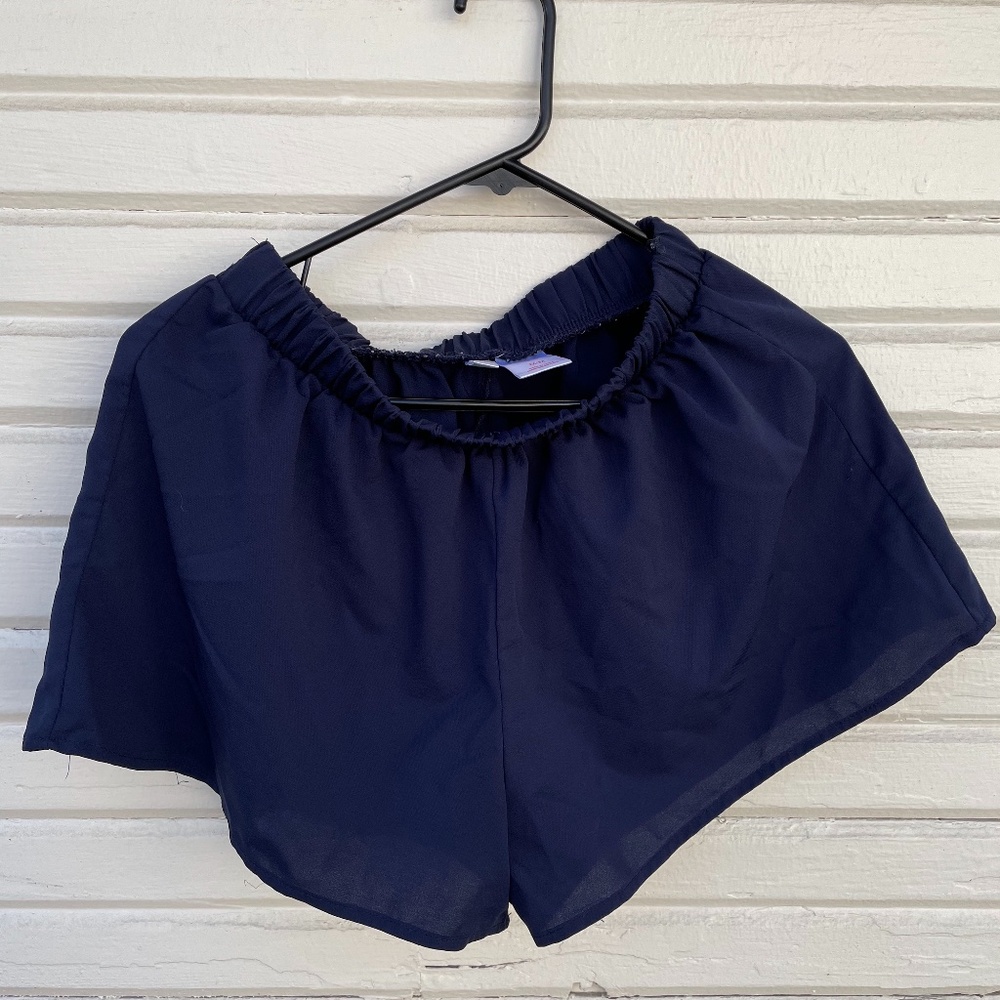 Blue Flowy High-waisted Shorts